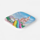 Rainbows & Unicorns Girl's Birthday Party Pappteller (Gewinkelt)