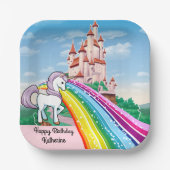 Rainbows & Unicorns Girl's Birthday Party Pappteller (Vorderseite)