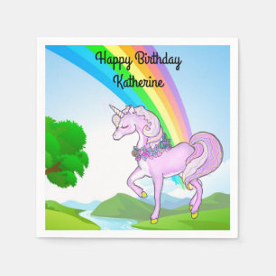 Rainbows & Unicorns Girl's Birthday Party Serviette