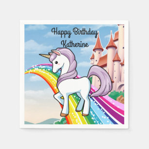 Rainbows & Unicorns Girl's Birthday Party Serviette