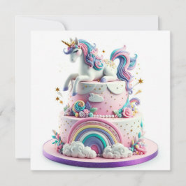 RAINBOWS & UNICORNS KINDERGEBURTSTAG CAKE KARTE