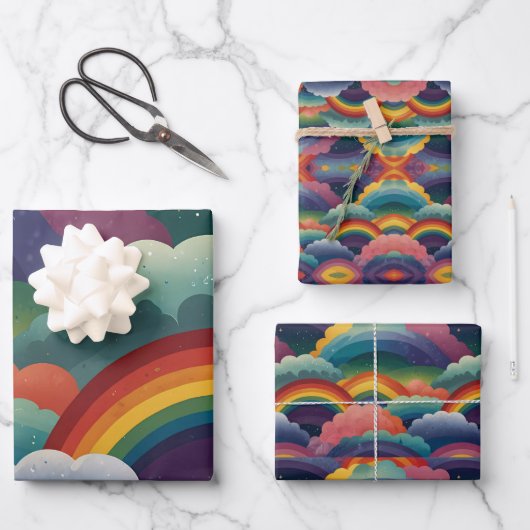 Rainbows Wrapping Paper Sheets Geschenkpapier Set (Vorderseite)