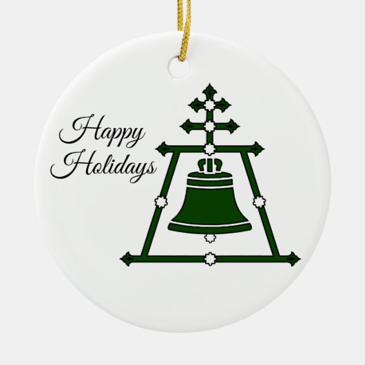 Raincross - Corinne Renee Design - Happy Holidays Keramik Ornament (Vorne)