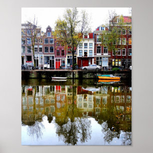 Rainday Amsterdam Canal Winter Reflections Foto Poster