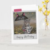 Rainday Coffee Tabby Cat Funny Birthday Card Karte (Gelbe Blume)