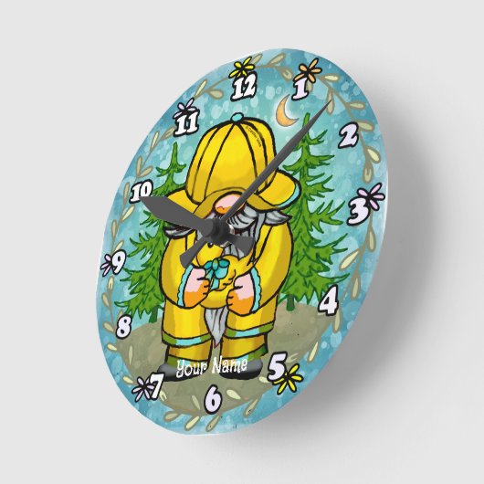 Rainday gnome runde wanduhr (Winkel)