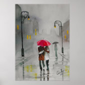 Rainday Herbst Roter Schirm romantisches Paar Poster (Vorne)
