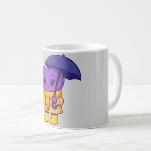 "Rainday Lila Heart - Niedlicher Cartoon Tasse (VorderseiteRechts)