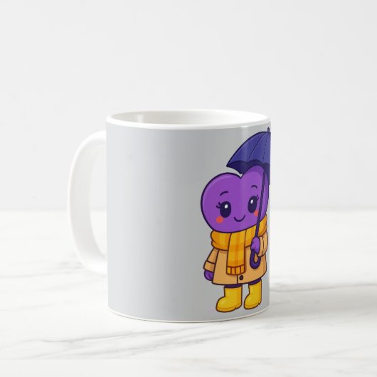 "Rainday Lila Heart - Niedlicher Cartoon Tasse (Vorderseite Links)