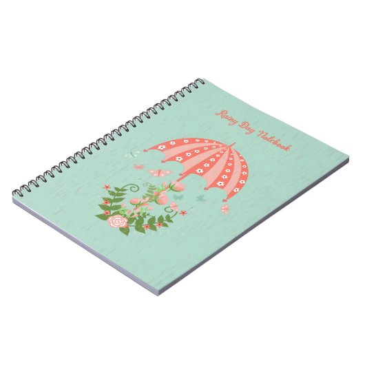 Rainday Notebook in Peach and Green Notizblock (Linke Seite)