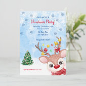 Raindeer Aquarell Weihnachten Party Einladung (Stehend Vorderseite)