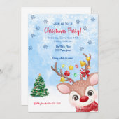 Raindeer Aquarell Weihnachten Party Einladung (Vorne/Hinten)