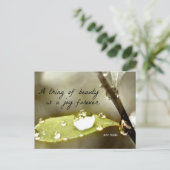 Raindrop auf Blatt, mit Zitat: "Eine Sache der Sch Postkarte (Stehend Vorderseite)