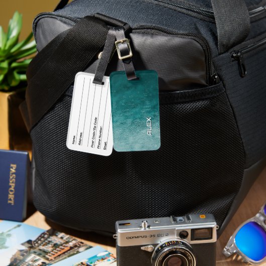 Raindrop auf dem Aquamarinen Ozean - Gewässer Text Gepäckanhänger (Vorderseite & Rückseite)