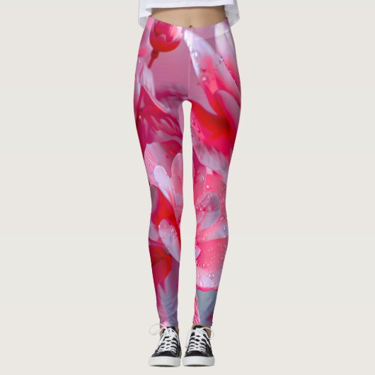 Raindrop Blush Pink Blossom Leggings (Vorderseite)