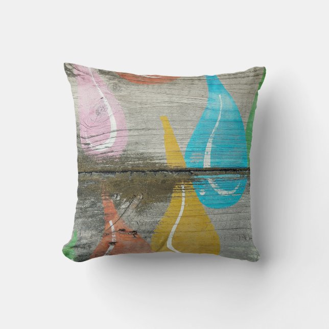 Raindrop-Design auf rustikalem Holz Kissen (Vorderseite)