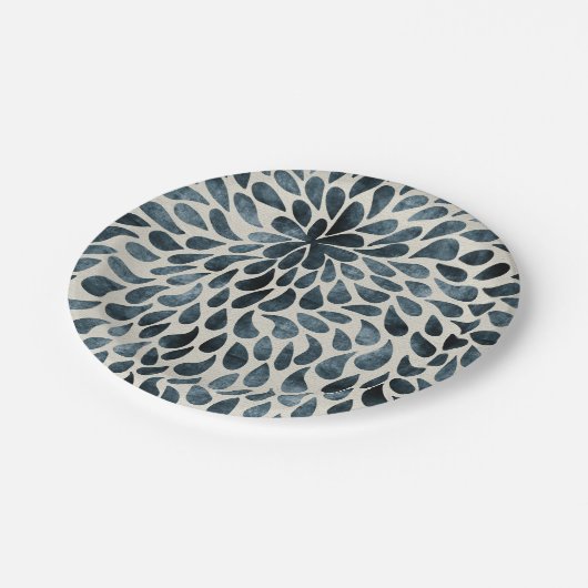 Raindrop Fraktal Patterns in Nature Rain Art Patte Pappteller (Schrägansicht)