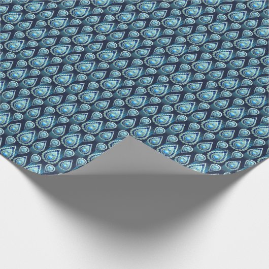 Raindrop Muster Vintag Blue Geschenkpapier (Ecke)
