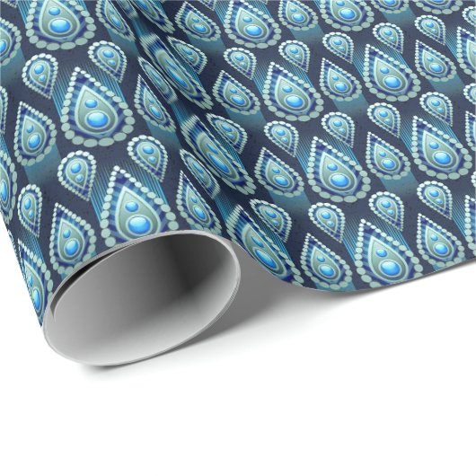 Raindrop Muster Vintag Blue Geschenkpapier (Rolleneckpunkt)