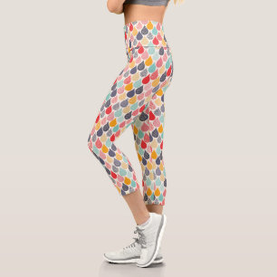 Raindrop Pop Art Dot Muster Capri Leggings