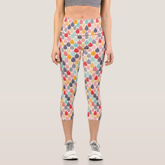 Raindrop Pop Art Dot Muster Capri Leggings (Vorderseite)