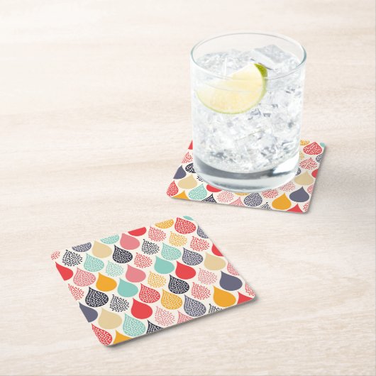 Raindrop Pop Art Dot Muster Rechteckiger Pappuntersetzer (Vor Ort)