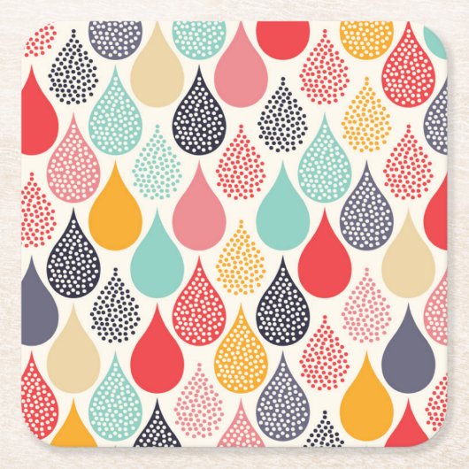 Raindrop Pop Art Dot Muster Rechteckiger Pappuntersetzer (Vorderseite)