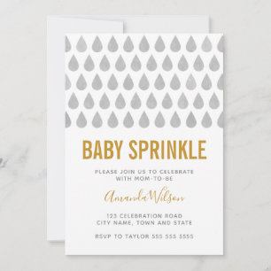 Raindrop Yellow Grey Watercolor Baby Sprinkle Einladung