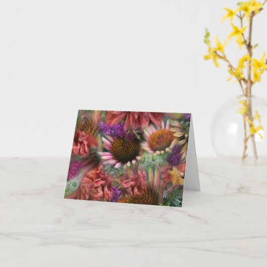 Raindropped Blumen notecard Karte (Gelbe Blume)