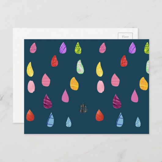 Raindrops Art Collage niedliche Collage boho Postkarte (Vorne/Hinten)