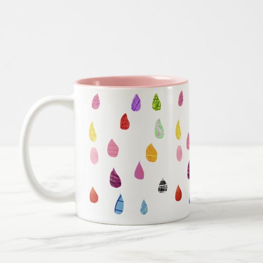 Raindrops Art Collage niedliche Collage boho Zweifarbige Tasse (Links)