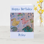 Raindrops auf Ducklings Geburtskarte Karte (Gelbe Blume)