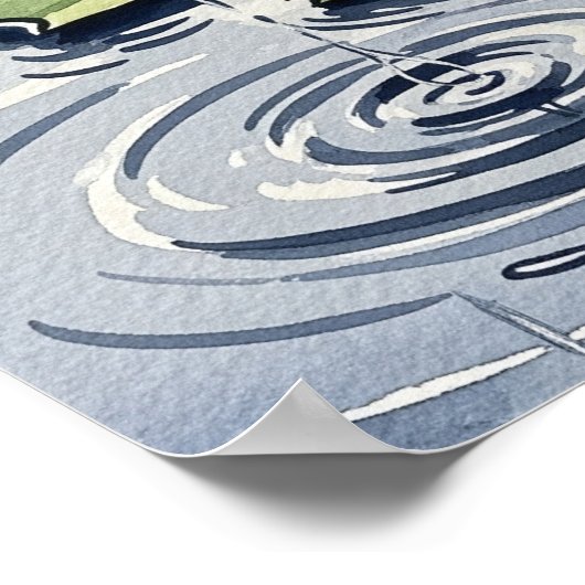 Raindrops auf einer Lilypad Poster (Ecke)