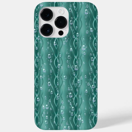 Raindrops auf grünem Metall Case-Mate iPhone Hülle (Rückseite)