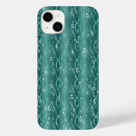 Raindrops auf grünem Metall Case-Mate iPhone Hülle (Rückseite)