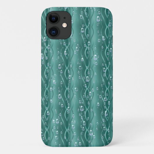 Raindrops auf grünem Metall Case-Mate iPhone Hülle (Rückseite)