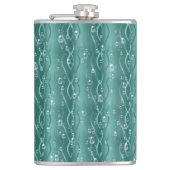 Raindrops auf grünem Metall Flachmann (Vorderseite)