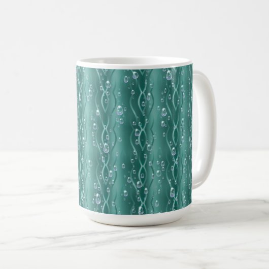 Raindrops auf grünem Metall Kaffeetasse (VorderseiteRechts)