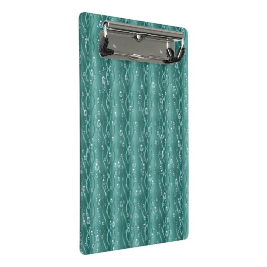 Raindrops auf grünem Metall Mini Klemmbrett (Schrägansicht)
