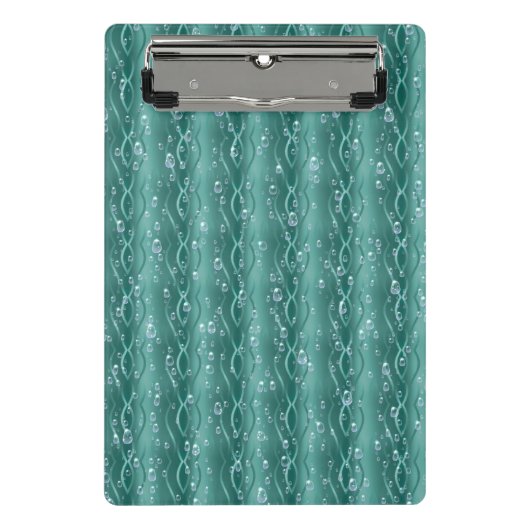 Raindrops auf grünem Metall Mini Klemmbrett (Vorderseite)