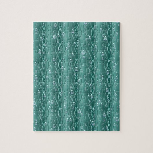 Raindrops auf grünem Metall Puzzle (Vertikal)