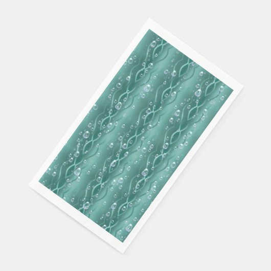 Raindrops auf grünem Metall Serviette (Ecke)