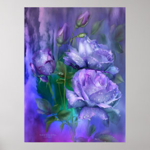Raindrops auf Lavendel Rose Art Poster/Print Poster