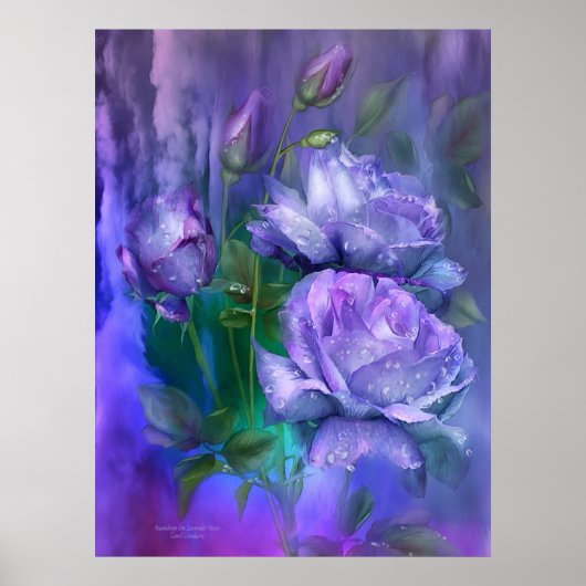 Raindrops auf Lavendel Rose Art Poster/Print Poster (Vorne)