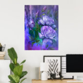 Raindrops auf Lavendel Rose Art Poster/Print Poster (Heimbüro)