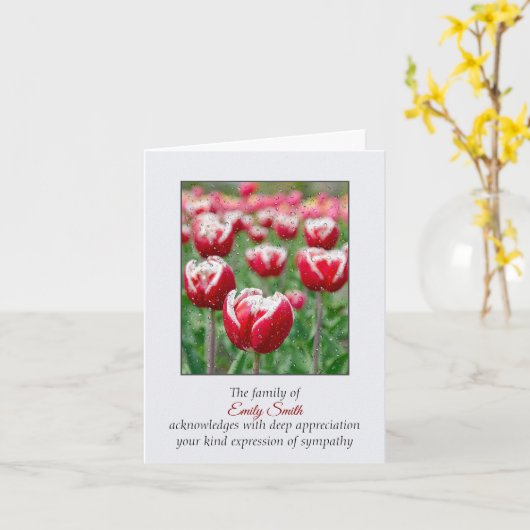 Raindrops auf Tulips Beileid Vielen Dank Karte (Gelbe Blume)