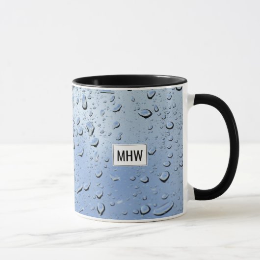 "Raindrops" benutzerdefinierte Monogramm-Tasse Tasse (Rechts)