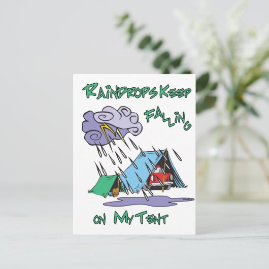 Raindrops-Camping Postkarte (Stehend Vorderseite)
