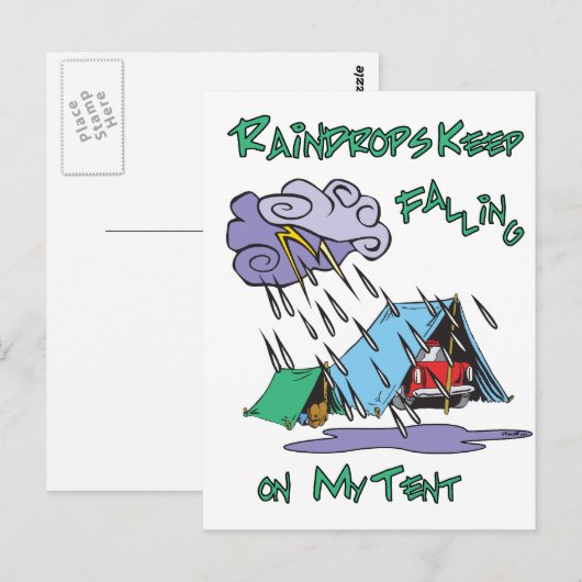 Raindrops-Camping Postkarte (Vorne/Hinten)