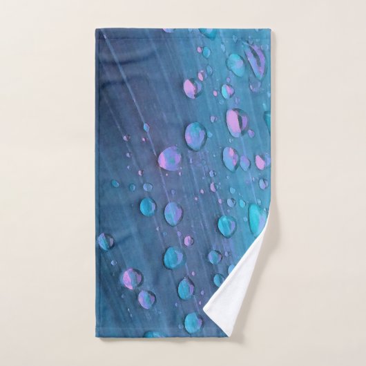 Raindrops Closeup, Spacey Blues Badhandtuch Set (Handtuch)